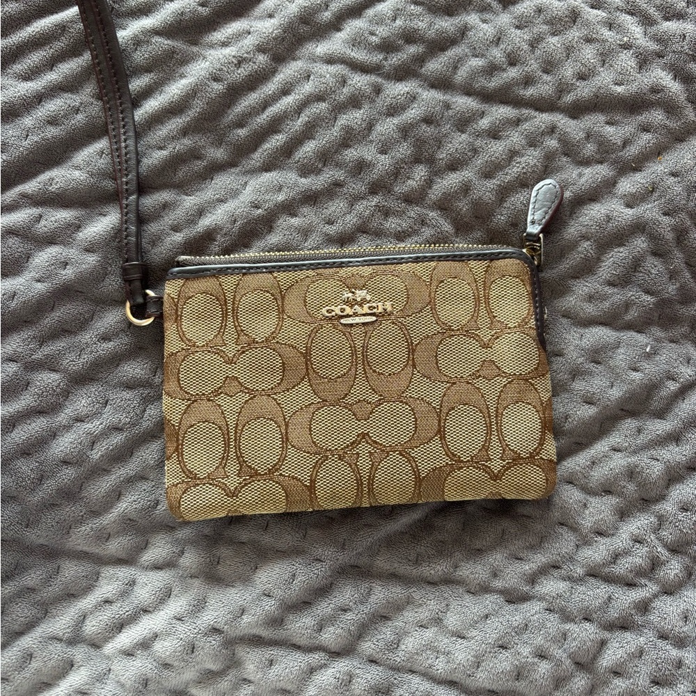 Coach Brown Monogram Clutch Wristlet